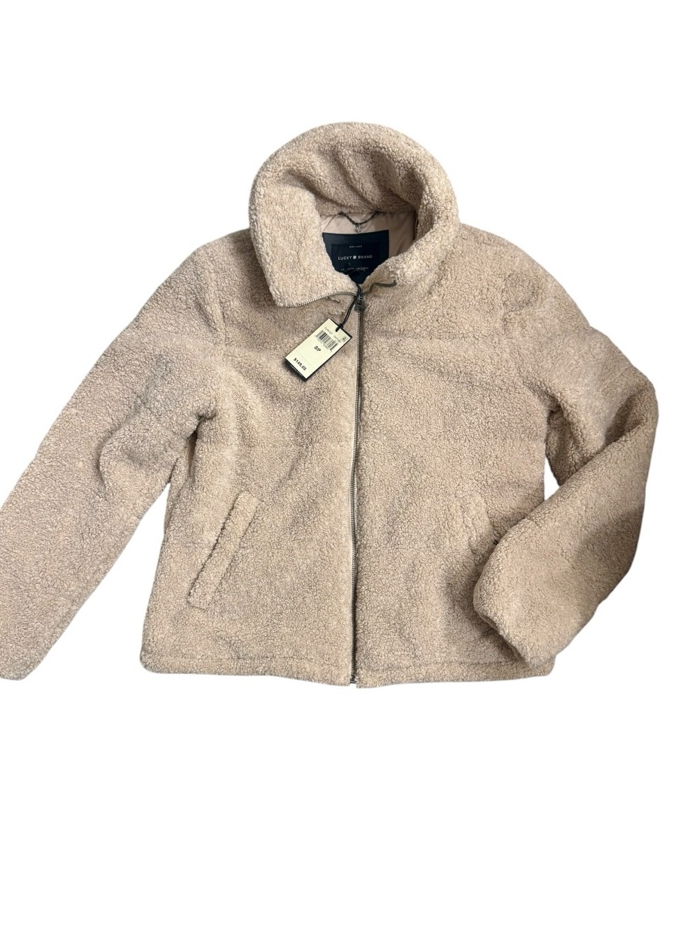 Lucky Brand Women’s Oatmeal Faux Fur Teddy Sherpa Jacket – Size Small NWT
